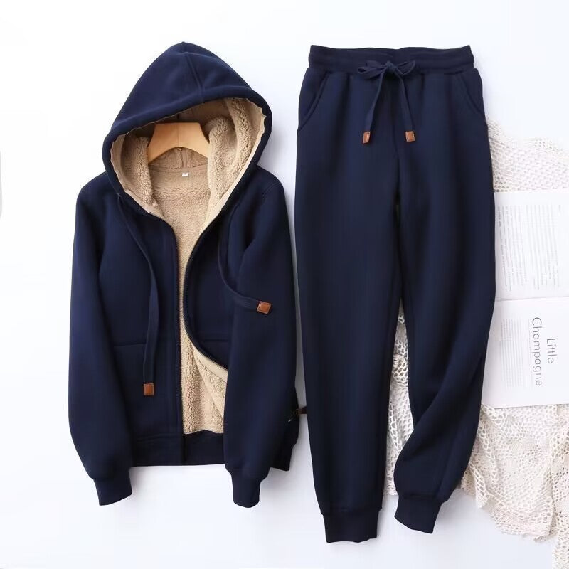Ensemble loungewear pour femme avec veste zippée à capuche en molleton