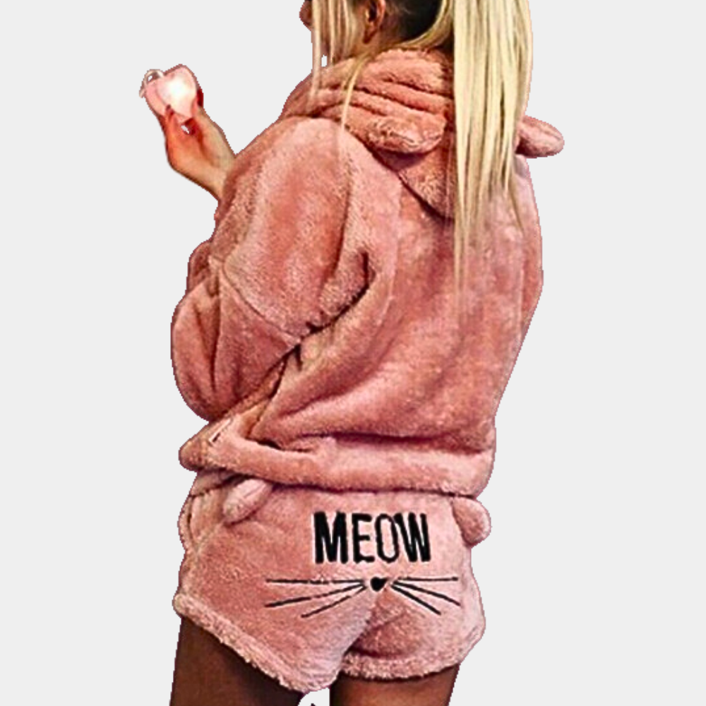 Ensemble pyjama polaire ultra confortable à la maison avec chat