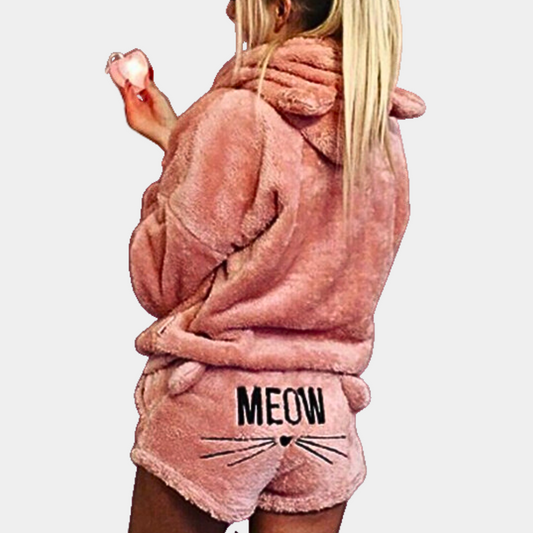 Ensemble pyjama polaire ultra confortable à la maison avec chat