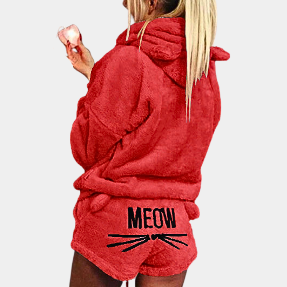 Ensemble pyjama polaire ultra confortable à la maison avec chat
