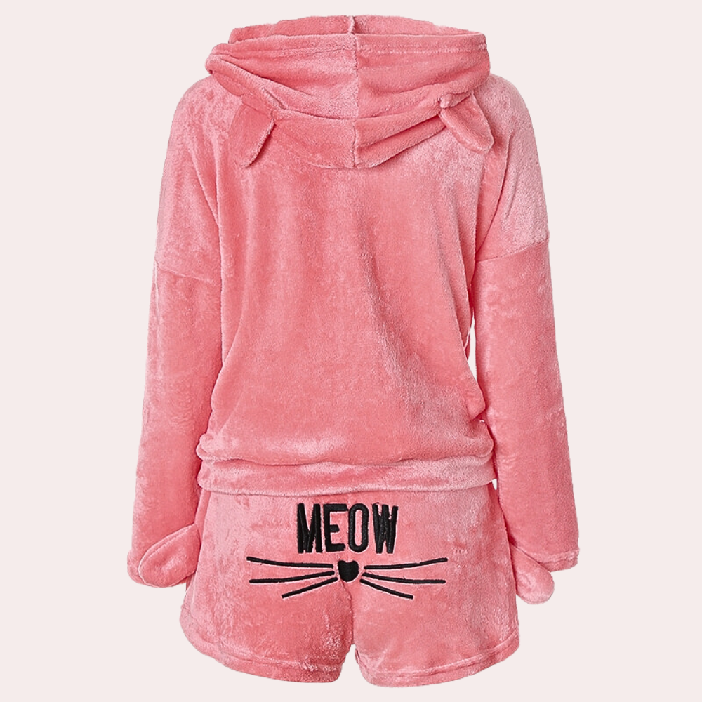 Ensemble pyjama polaire ultra confortable à la maison avec chat