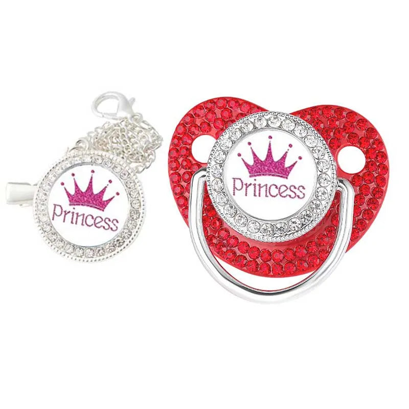 Ensemble sucette et attache-sucette couronne de luxe pour bébé