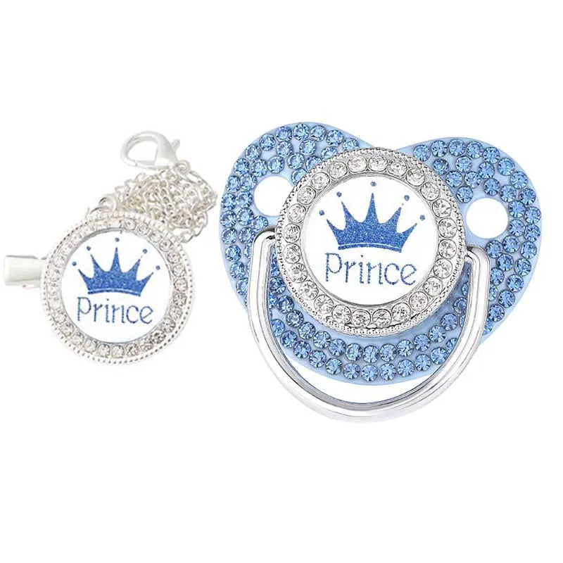 Ensemble sucette et attache-sucette couronne de luxe pour bébé