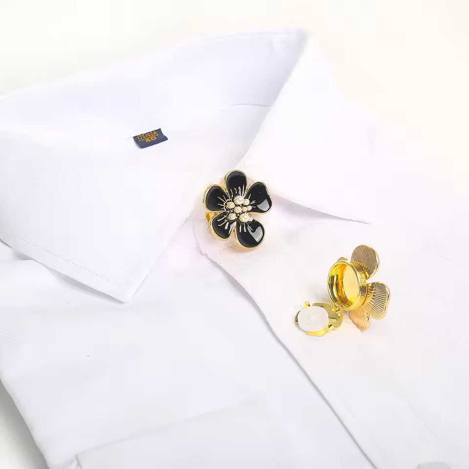 Épingle de chemise fleur en soie