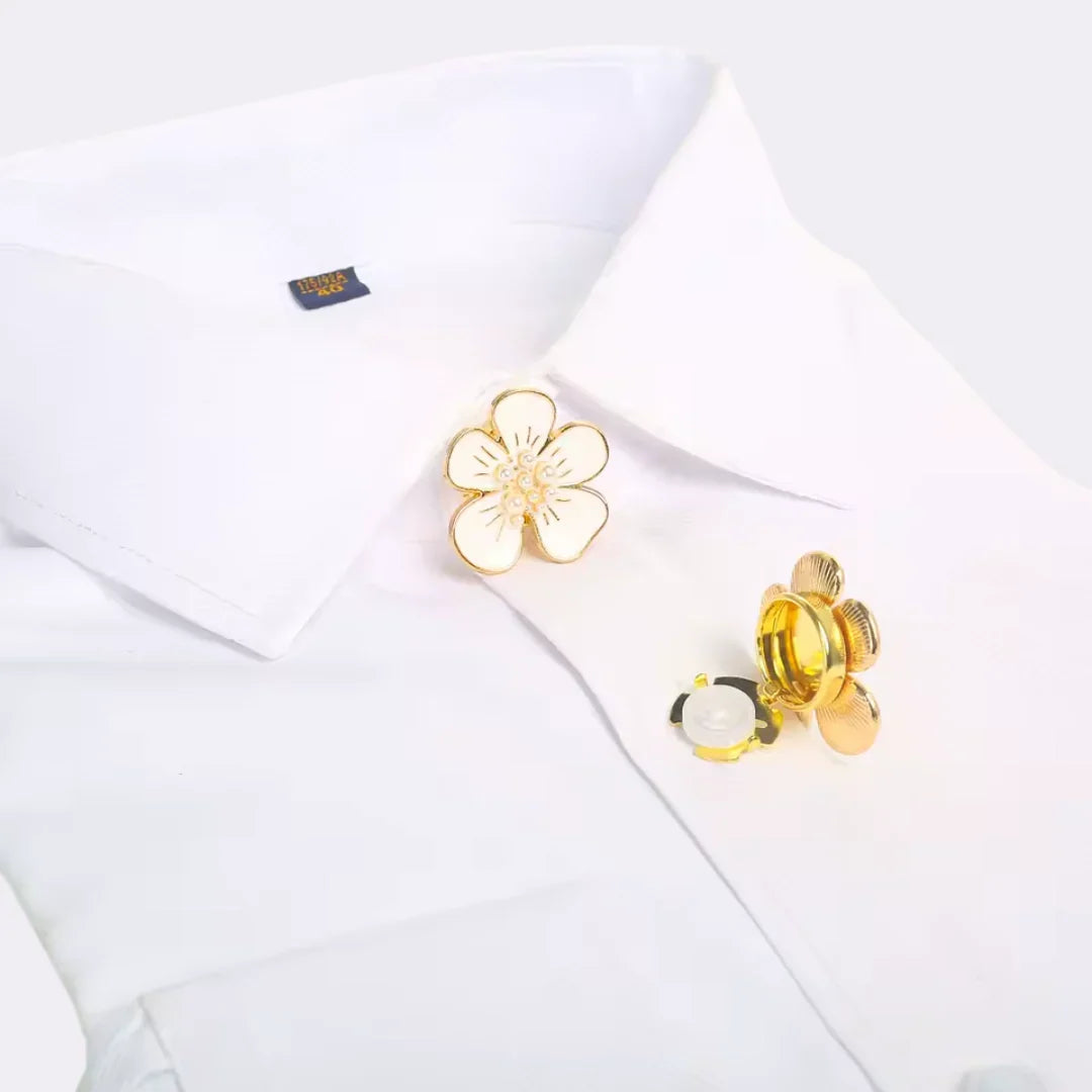 Épingle de chemise fleur en soie