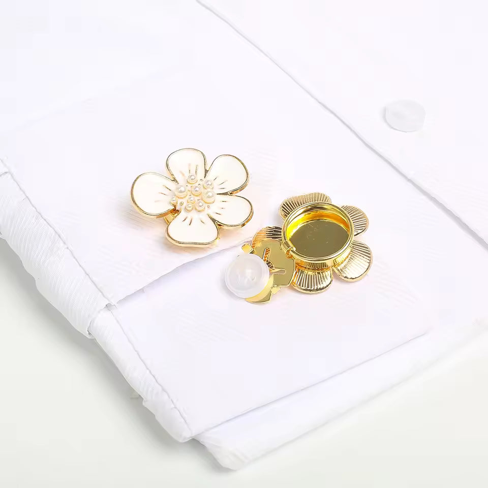 Épingle de chemise fleur en soie