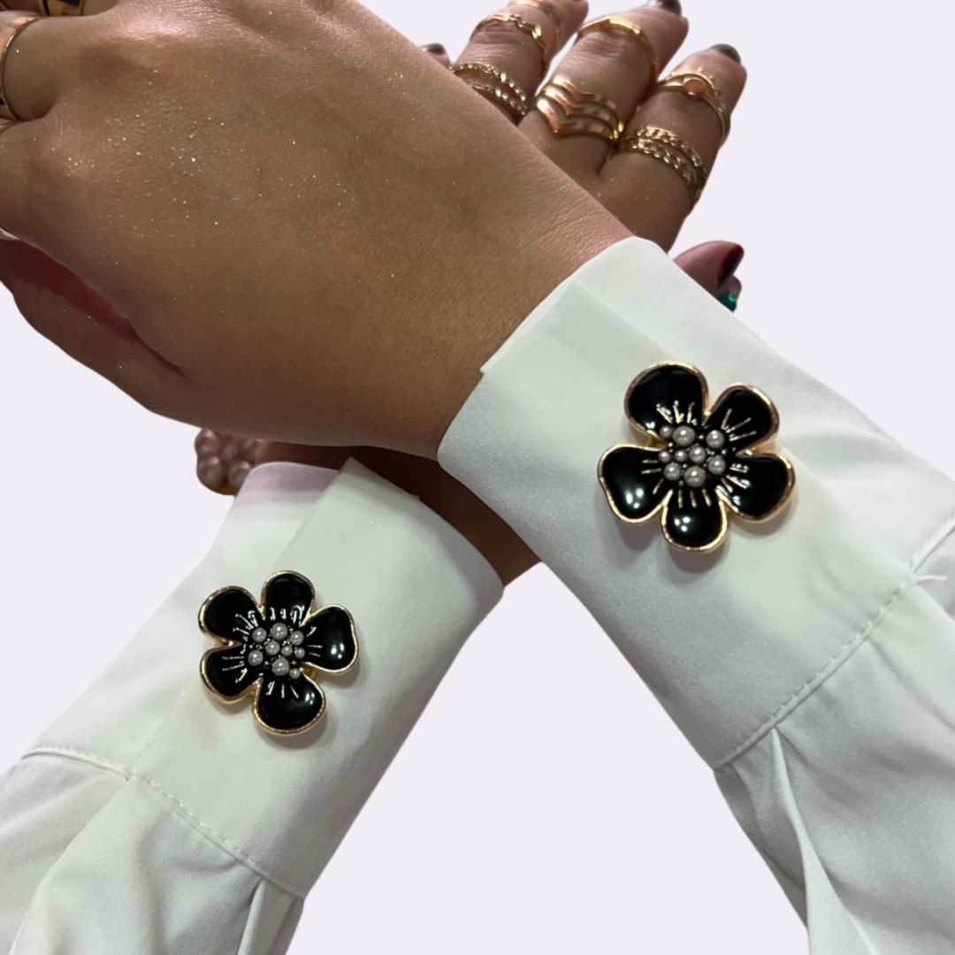 Épingle de chemise fleur en soie