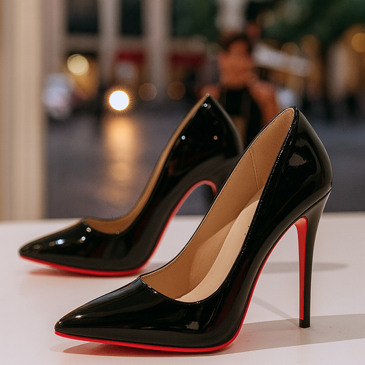 Escarpins élégants avec semelle intérieure rembourrée moelleuse – chaussures à talons noires en matière synthétique pour toutes les occasions
