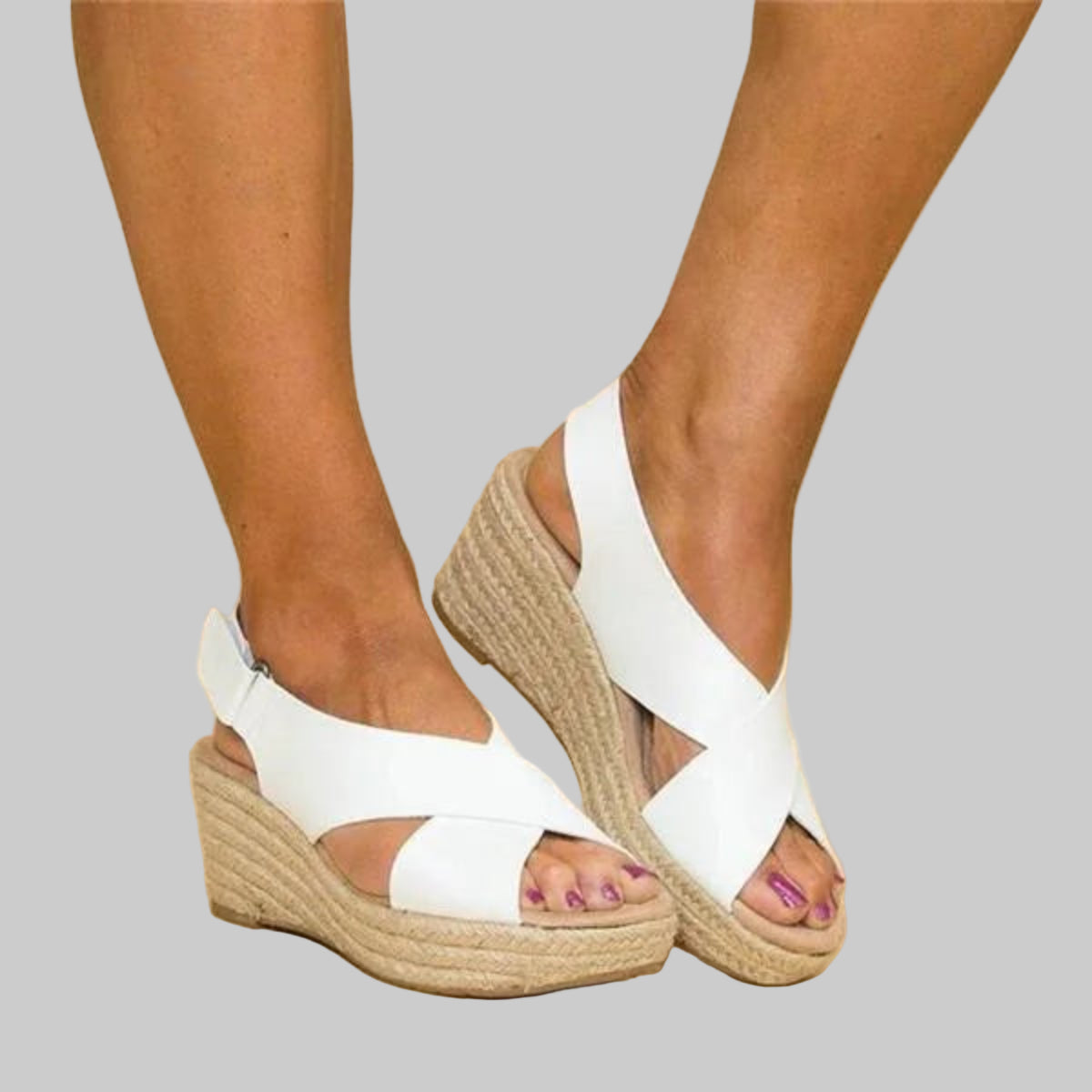 Espadrilles à talon compensé et brides croisées pour femme
