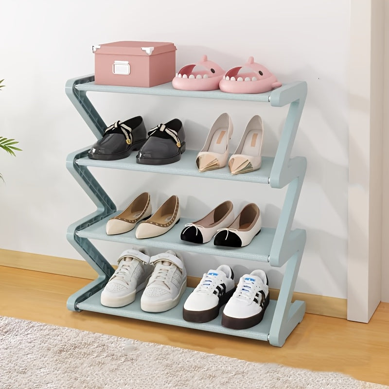 Étagère à chaussures en zigzag - Rangement pour chaussures élégant et gain de place