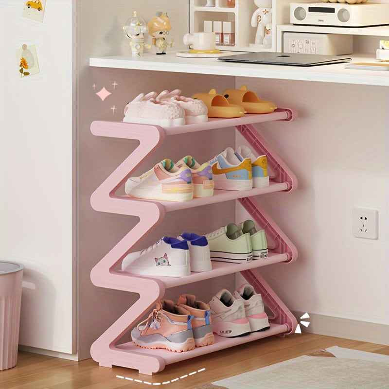 Étagère à chaussures en zigzag - Rangement pour chaussures élégant et gain de place