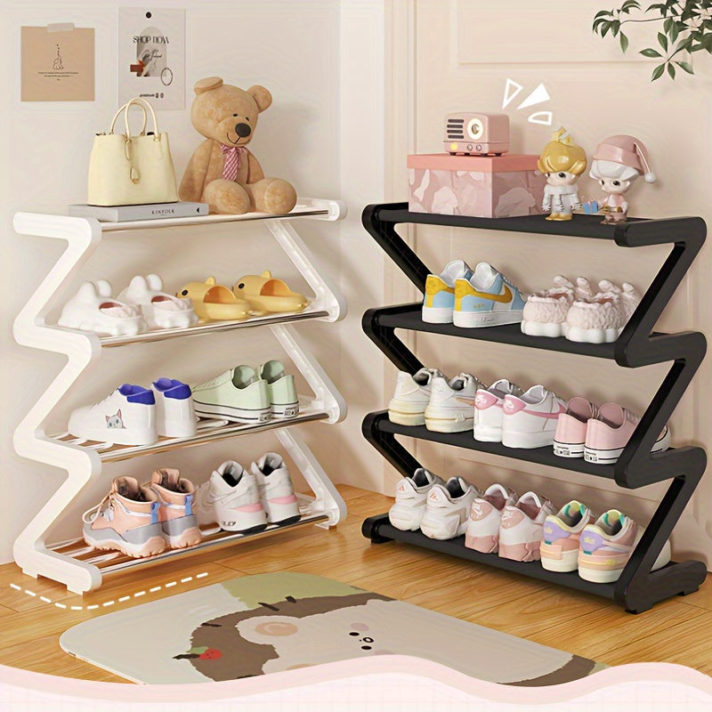 Étagère à chaussures en zigzag - Rangement pour chaussures élégant et gain de place