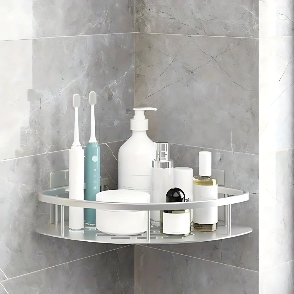Étagère d'angle de douche à fixation adhésive