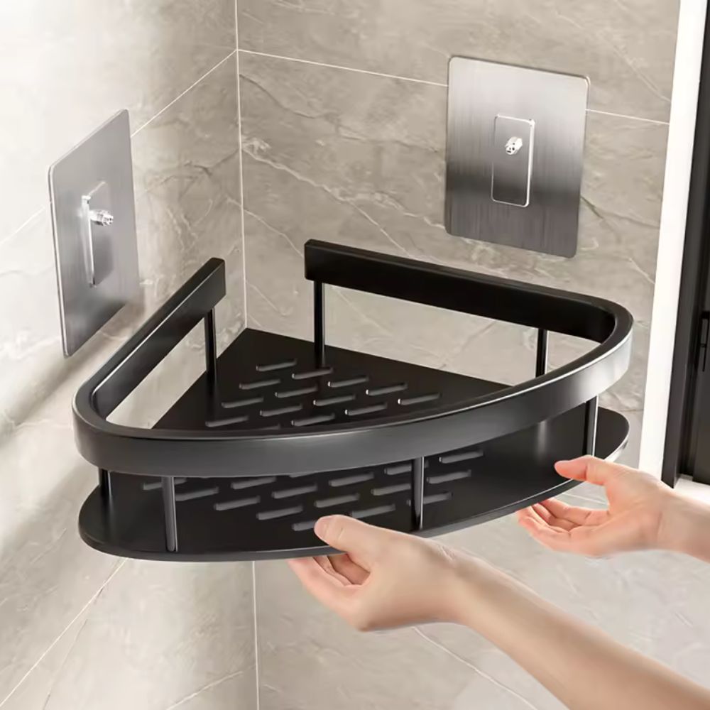 Étagère d'angle de douche à fixation adhésive
