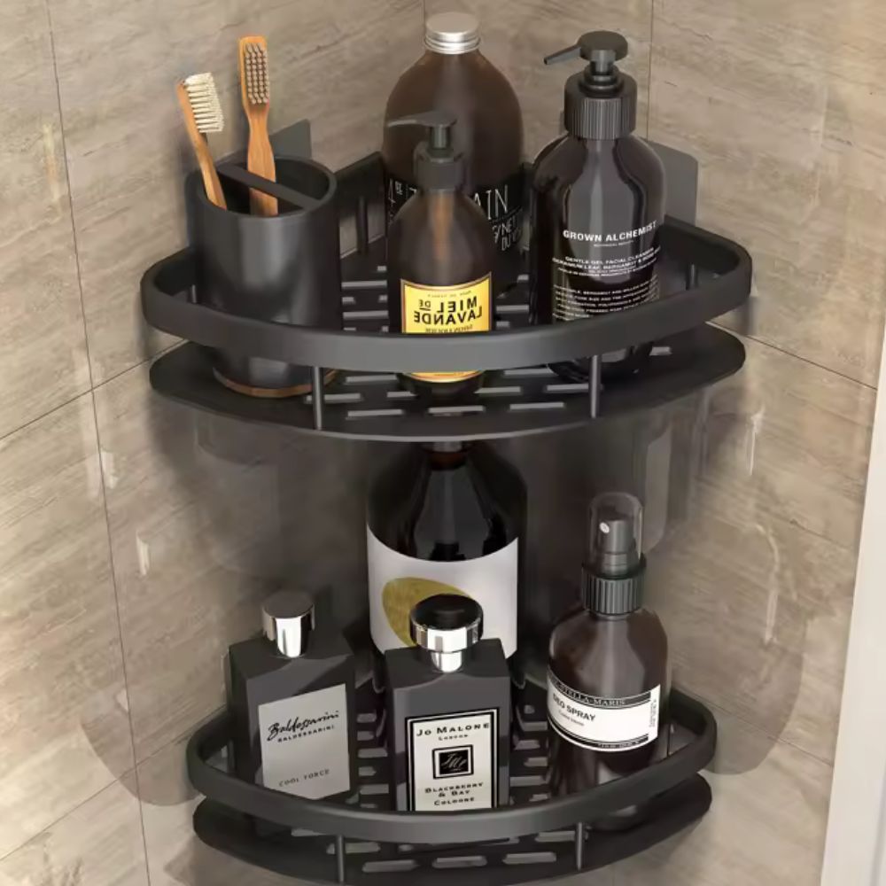 Étagère d'angle de douche à fixation adhésive