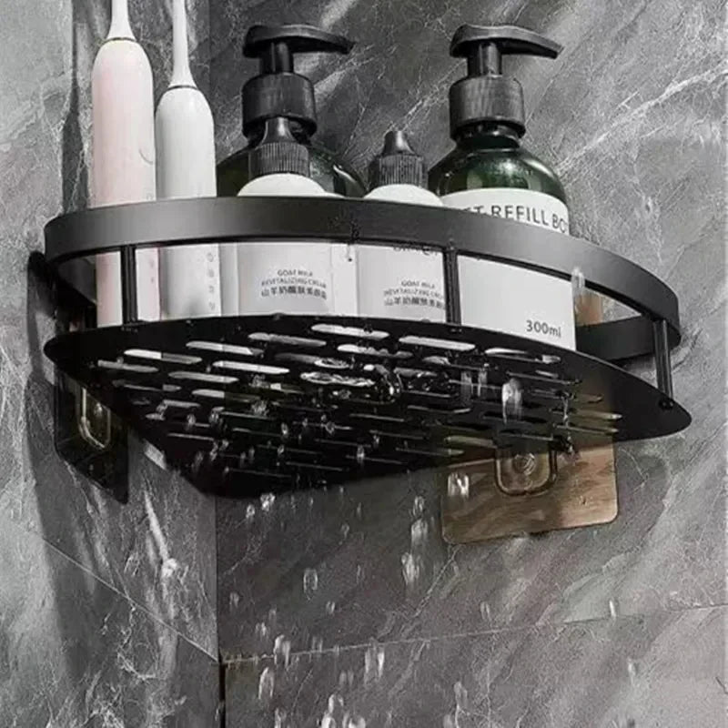 Étagère d'angle salle de bain en aluminium – Organiseur fonctionnel pour shampooing et accessoires