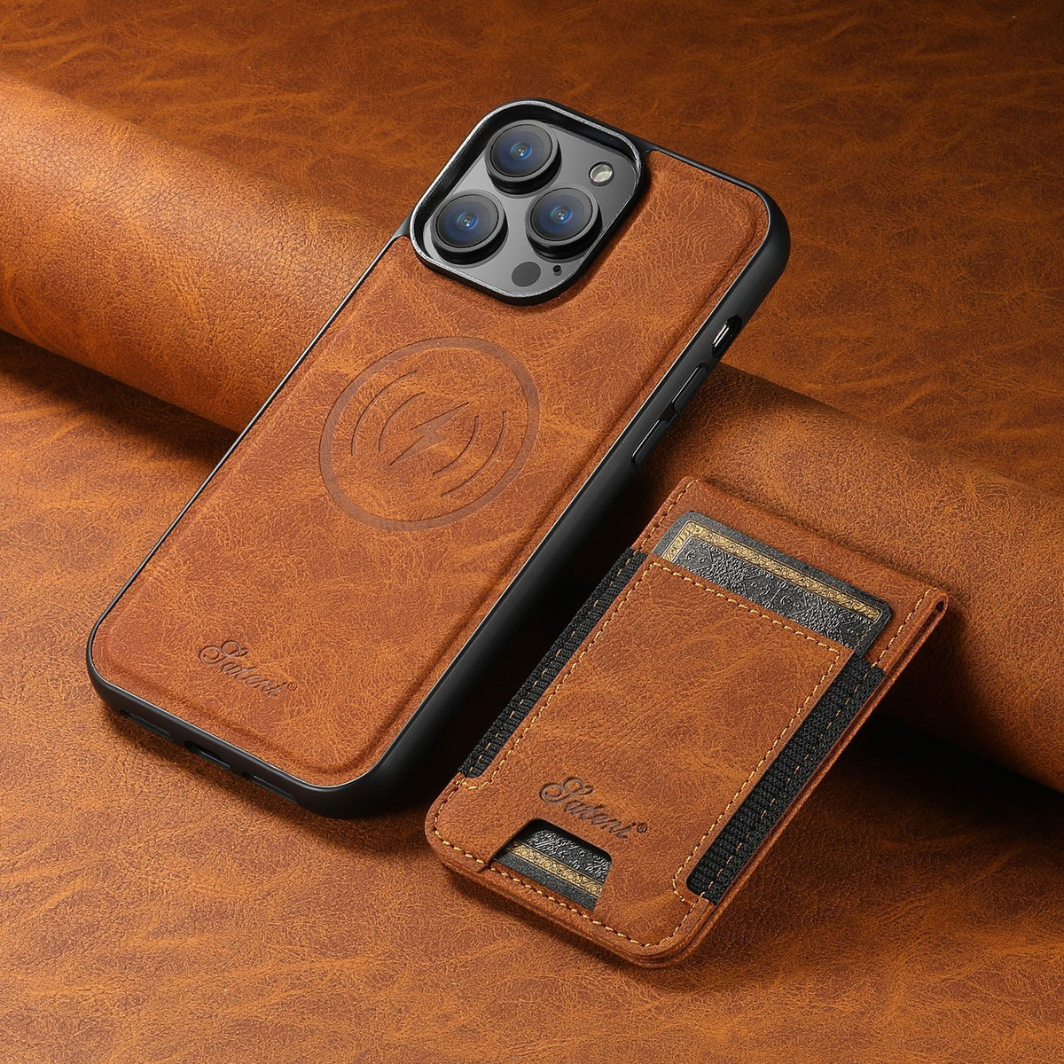 Étui de téléphone en cuir synthétique avec porte-cartes et compatibilité