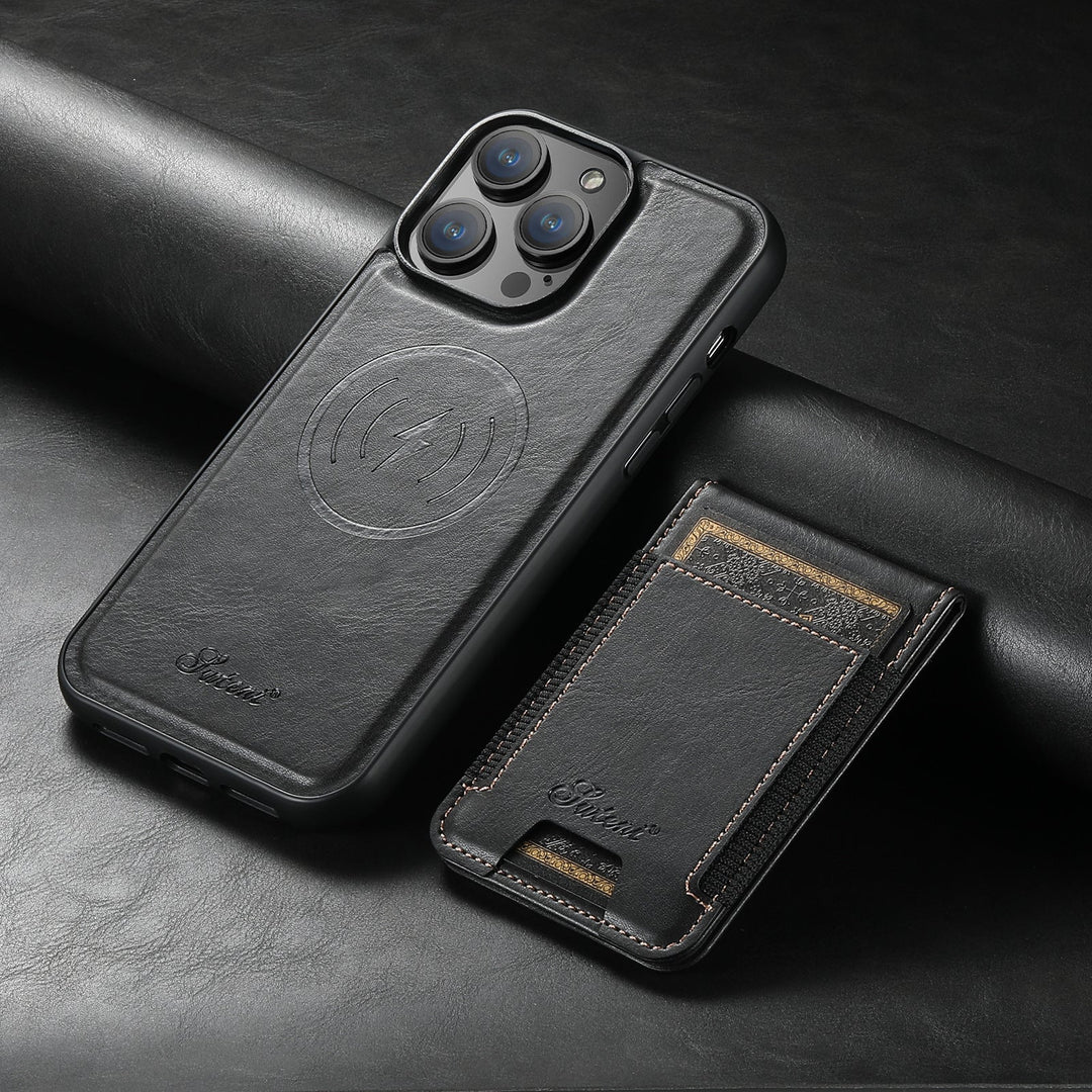 Étui de téléphone en cuir synthétique avec porte-cartes et compatibilité
