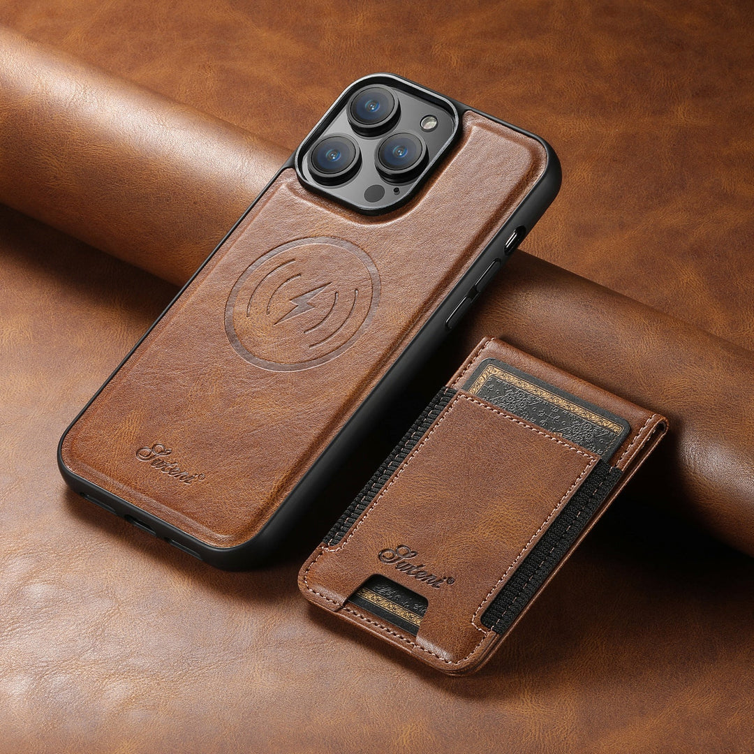 Étui de téléphone en cuir synthétique avec porte-cartes et compatibilité