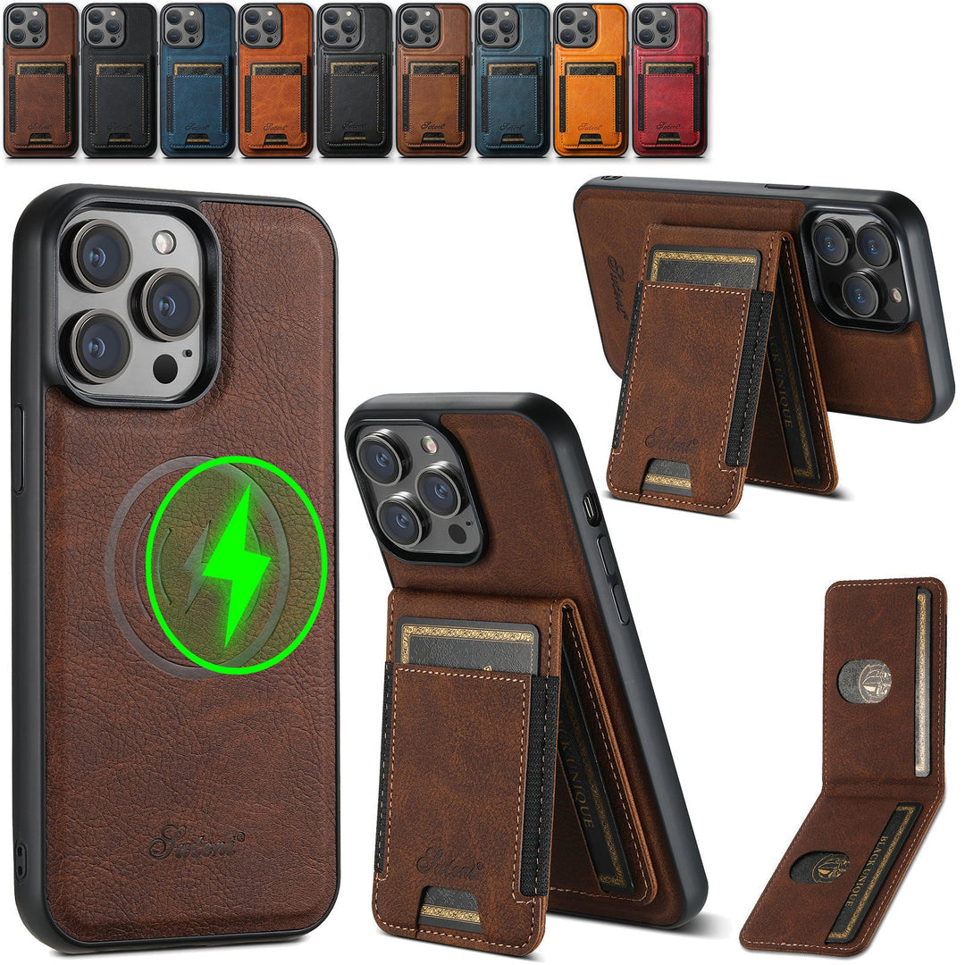 Étui de téléphone en cuir synthétique avec porte-cartes et compatibilité