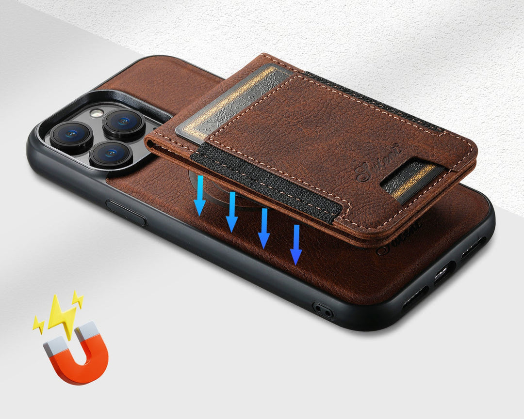 Étui de téléphone en cuir synthétique avec porte-cartes et compatibilité