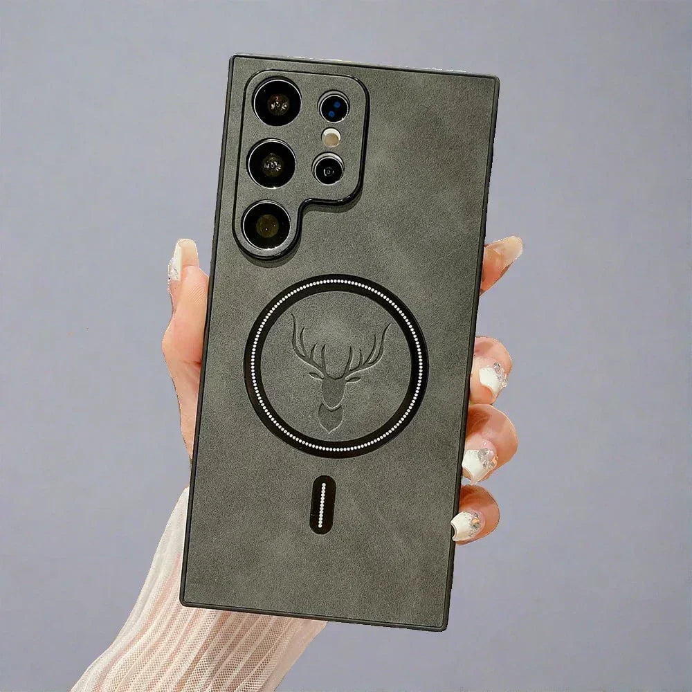 Étui téléphone cuir avec chargement sans fil magnétique