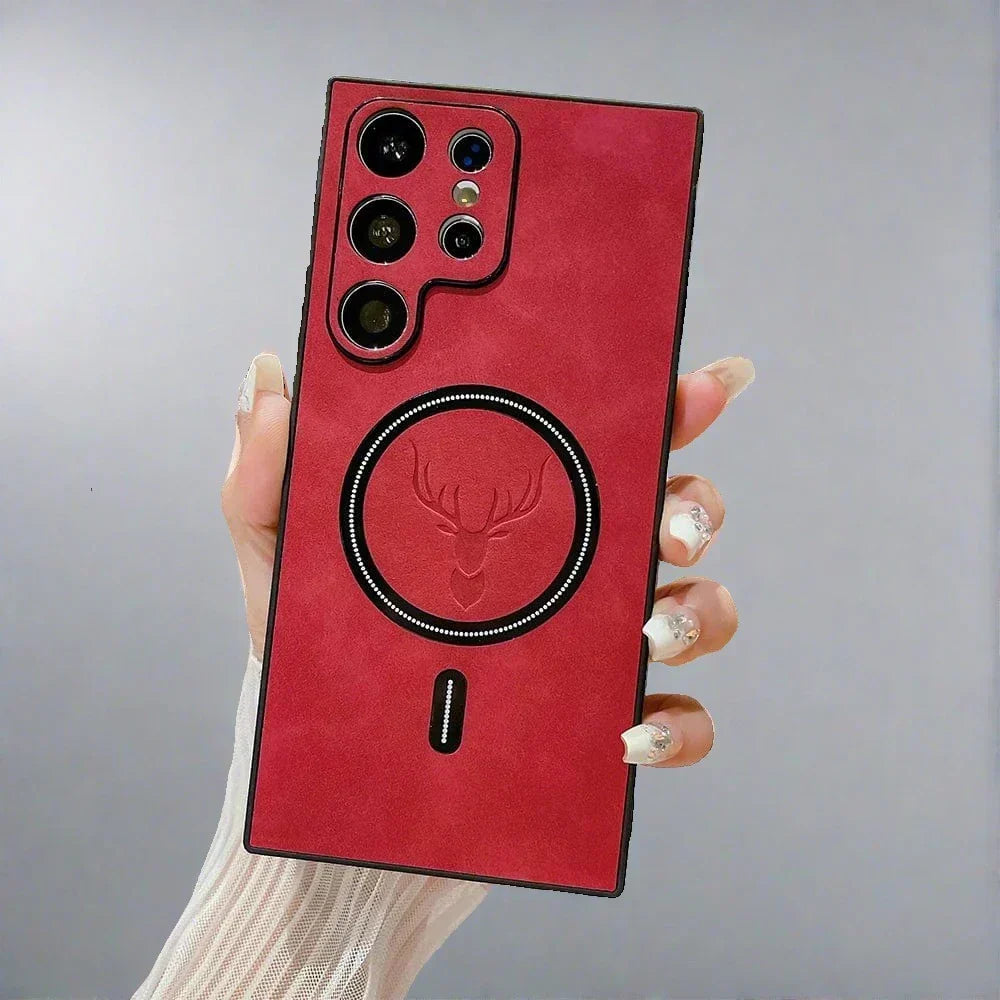 Étui téléphone cuir avec chargement sans fil magnétique