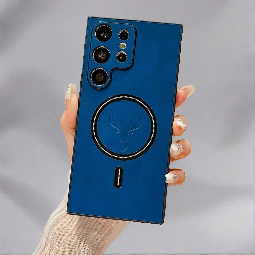 Étui téléphone cuir avec chargement sans fil magnétique