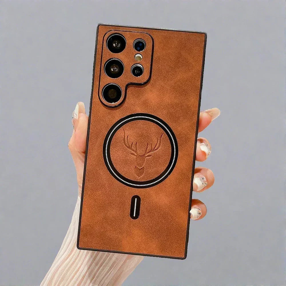 Étui téléphone cuir avec chargement sans fil magnétique