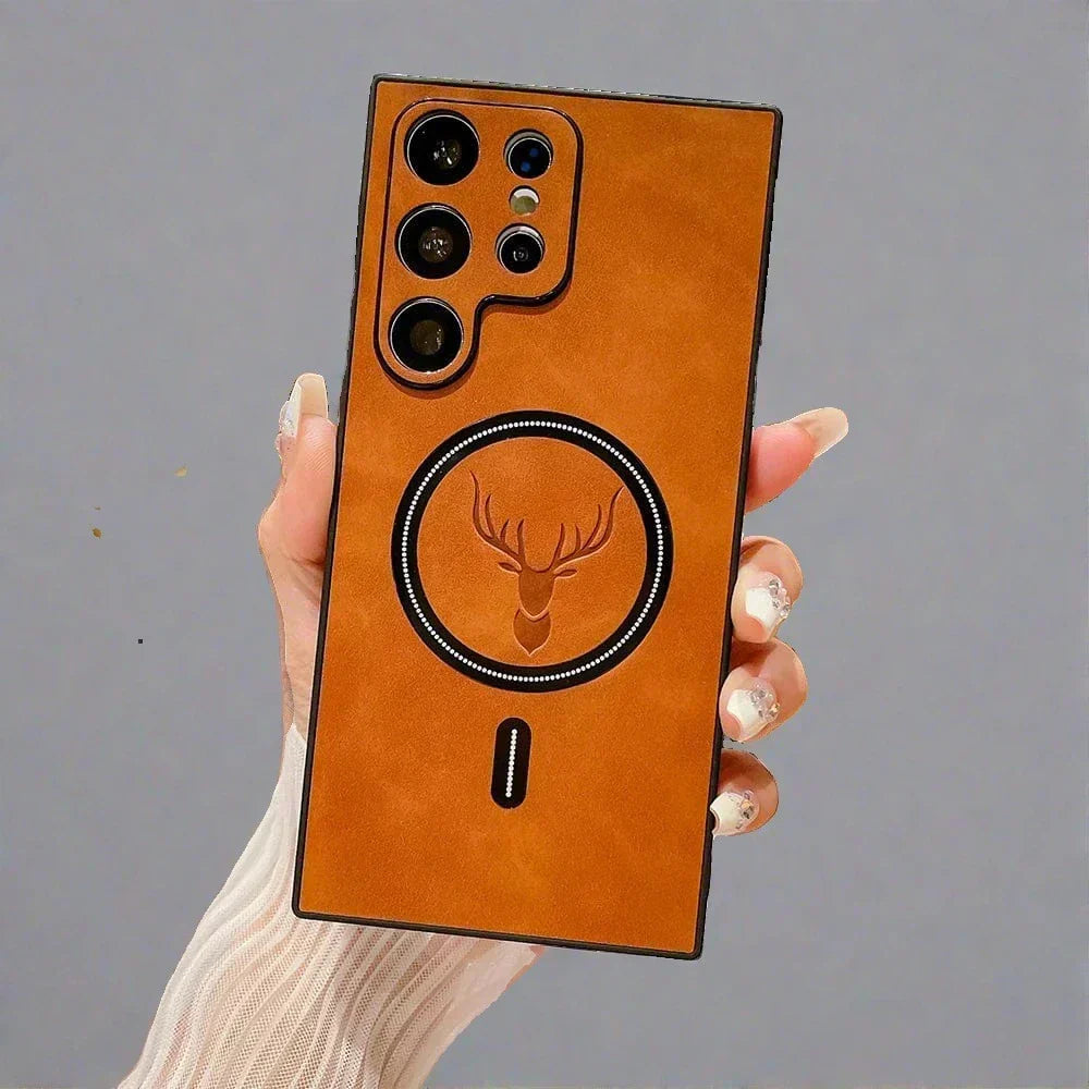 Étui téléphone cuir avec chargement sans fil magnétique