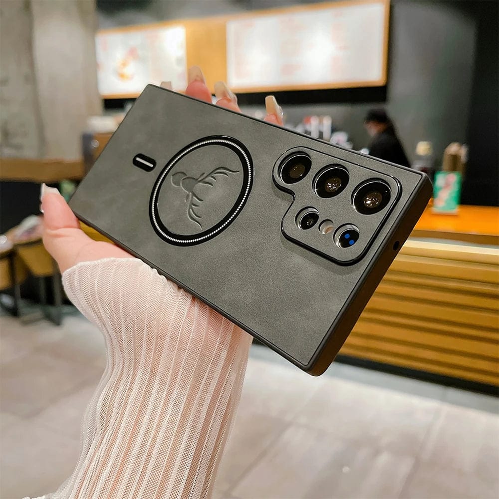 Étui téléphone cuir avec chargement sans fil magnétique