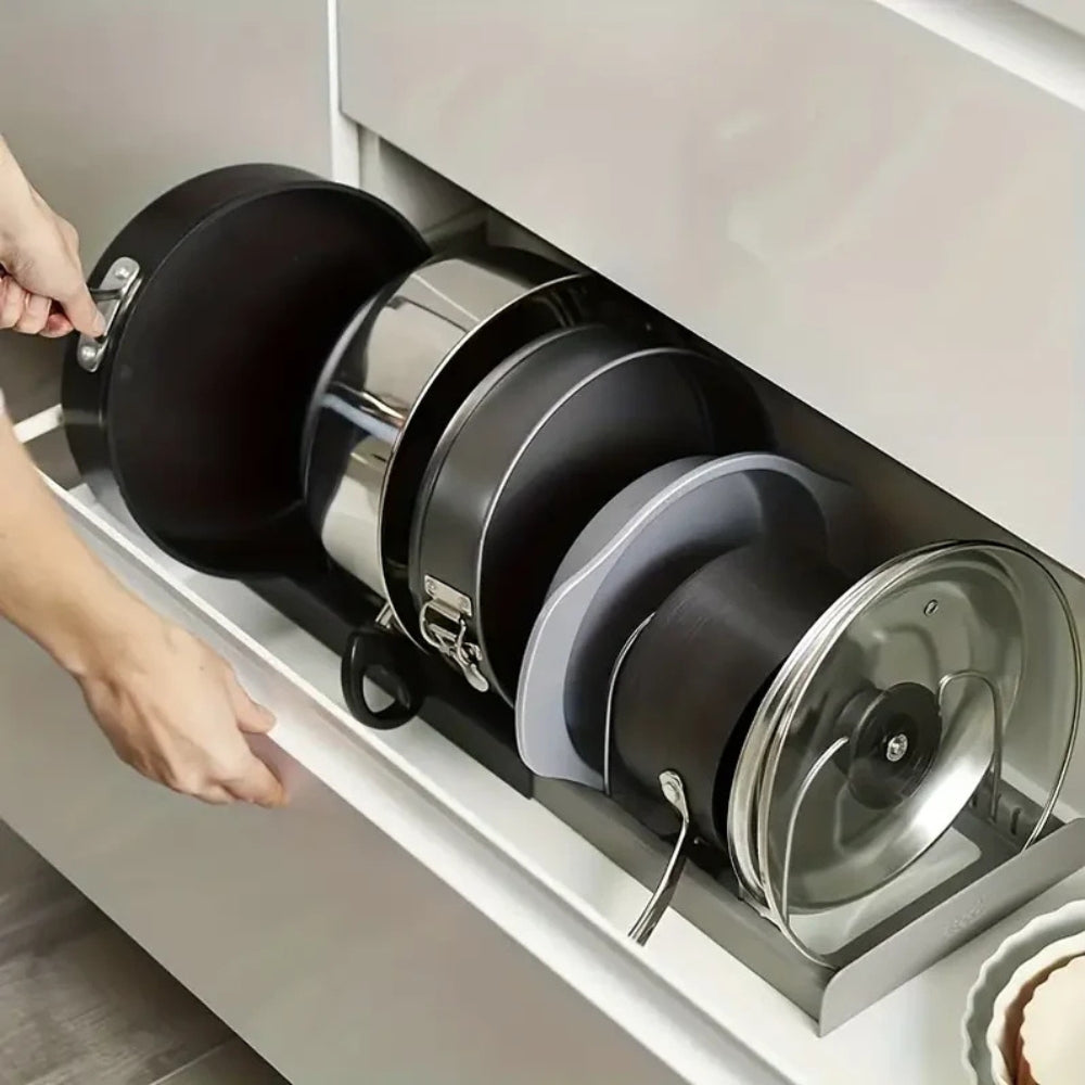 Expandable Pot and Pans Organizer Rack