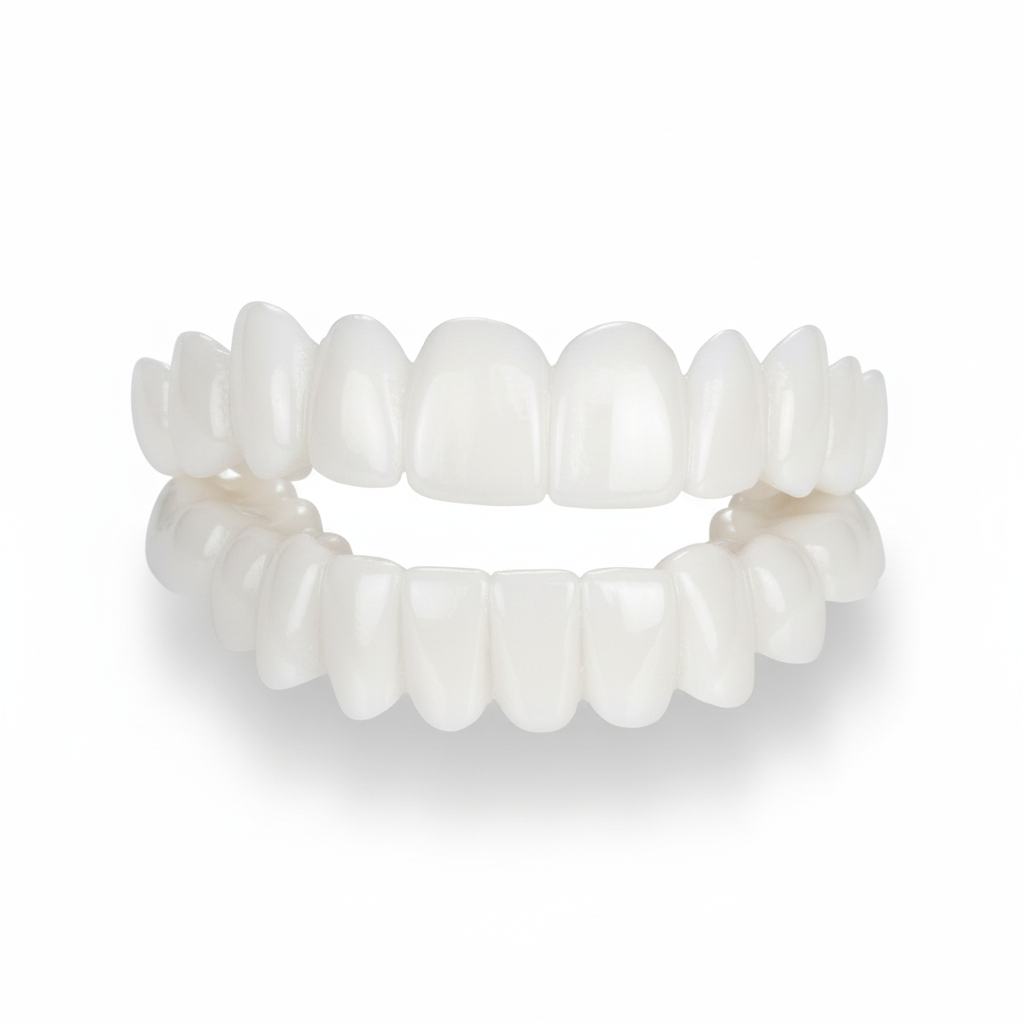 Facettes dentaires esthétiques pour correction du sourire | Couronnes cosmétiques dentaires ajustables en résine médicale pour correction instantanée du sourire | Mâchoire supérieure et inférieure