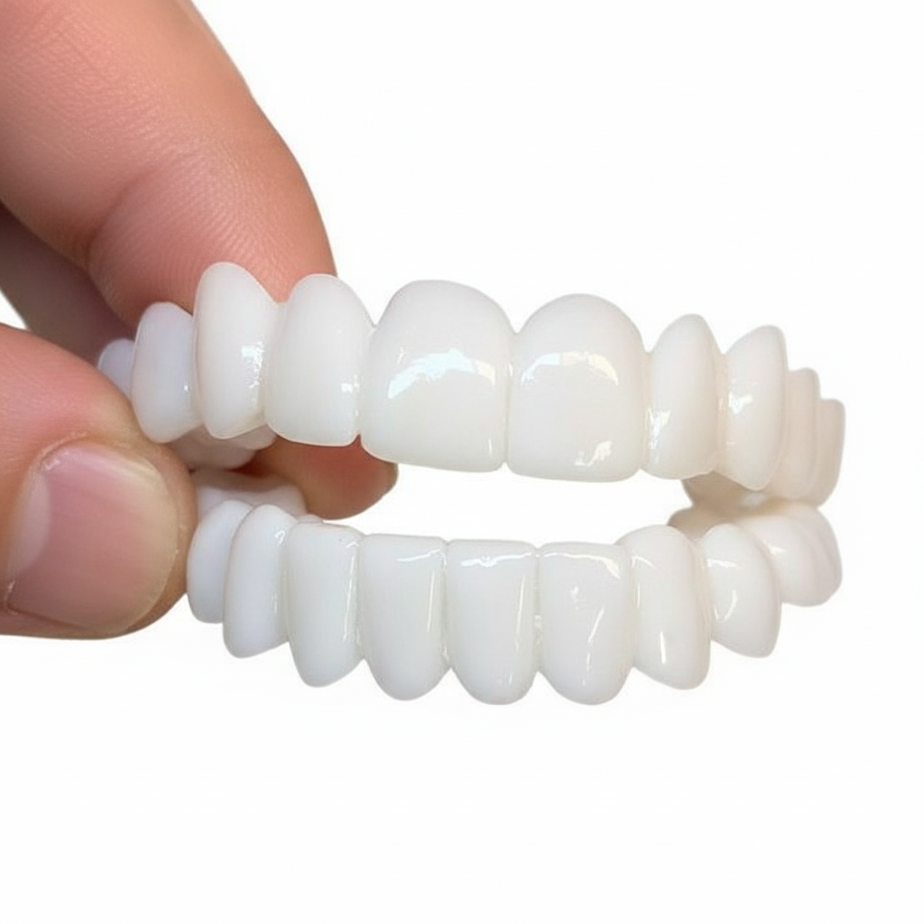 Facettes dentaires esthétiques pour correction du sourire | Couronnes cosmétiques dentaires ajustables en résine médicale pour correction instantanée du sourire | Mâchoire supérieure et inférieure