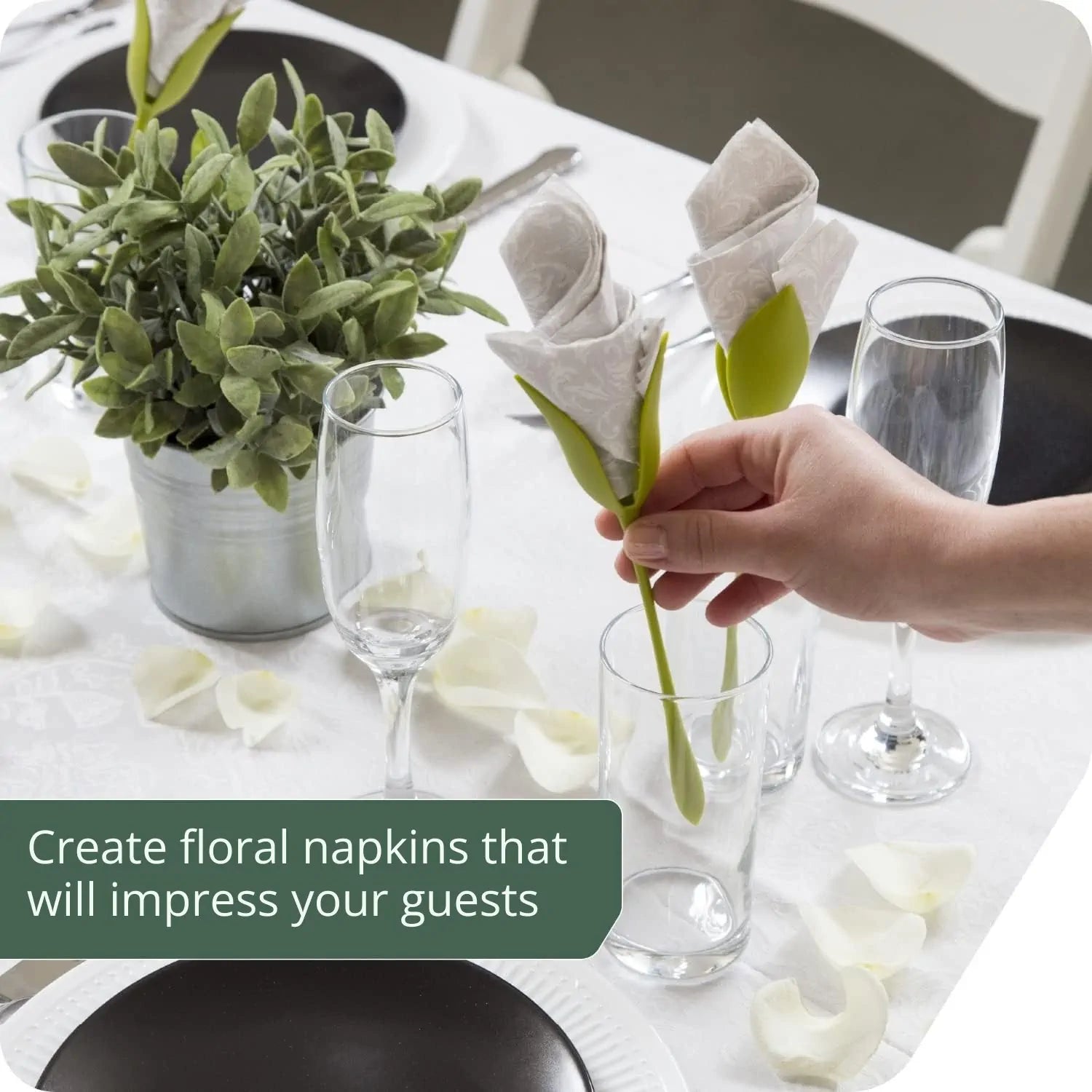 Florenza™ – Stylishly Roll Napkins into Flowers (2 Pieces)