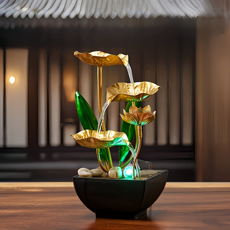 Fontaine d'intérieur avec lotus – apaisante et atmosphérique