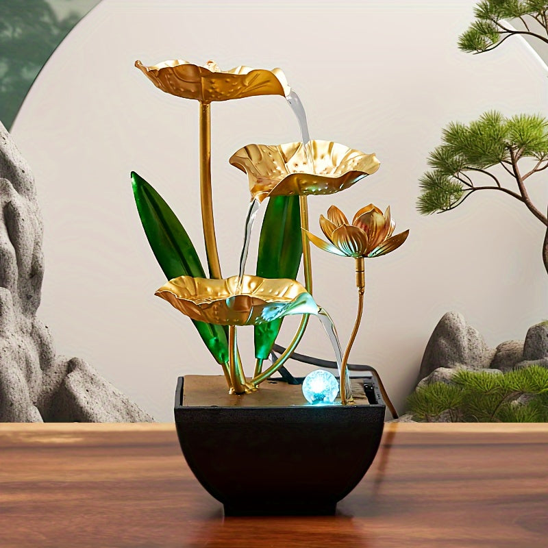Fontaine d'intérieur avec lotus – apaisante et atmosphérique