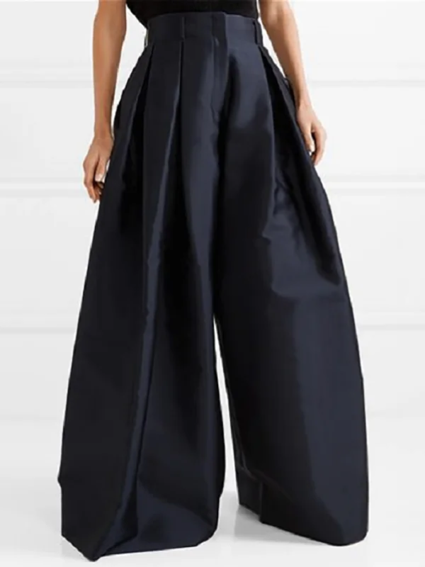 FrenchEva - Elegant pleated trousers with high waist and wide leg for autumn