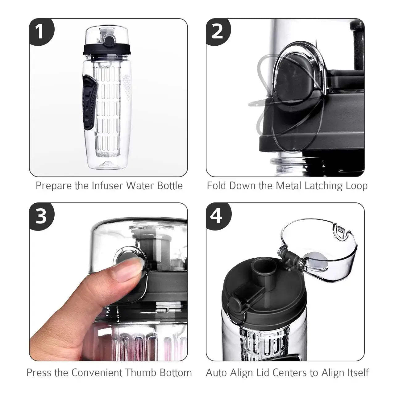 Fruit Infuser Bottle with Long Infuser Sleeve and Time Indicator