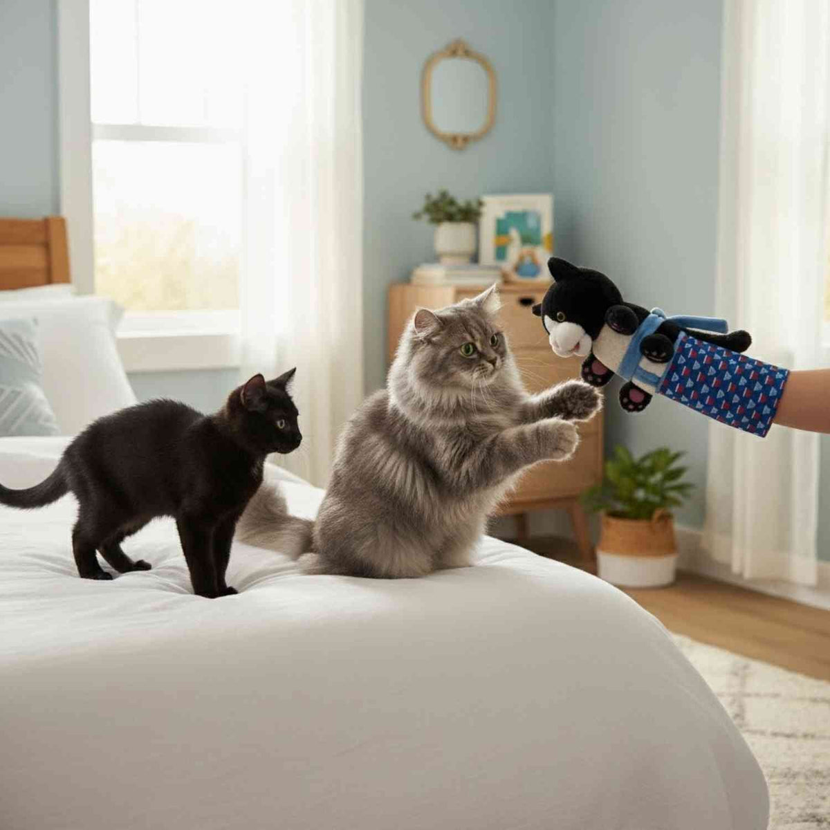 Gant marionnette pour chat | Jeu de marionnette amusant et divertissement actif