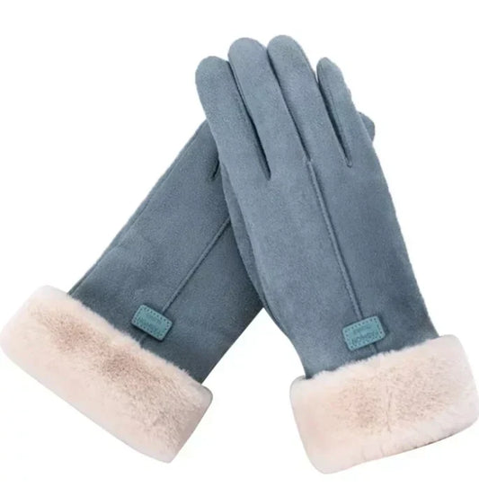 Gants chauds pour femme effet daim