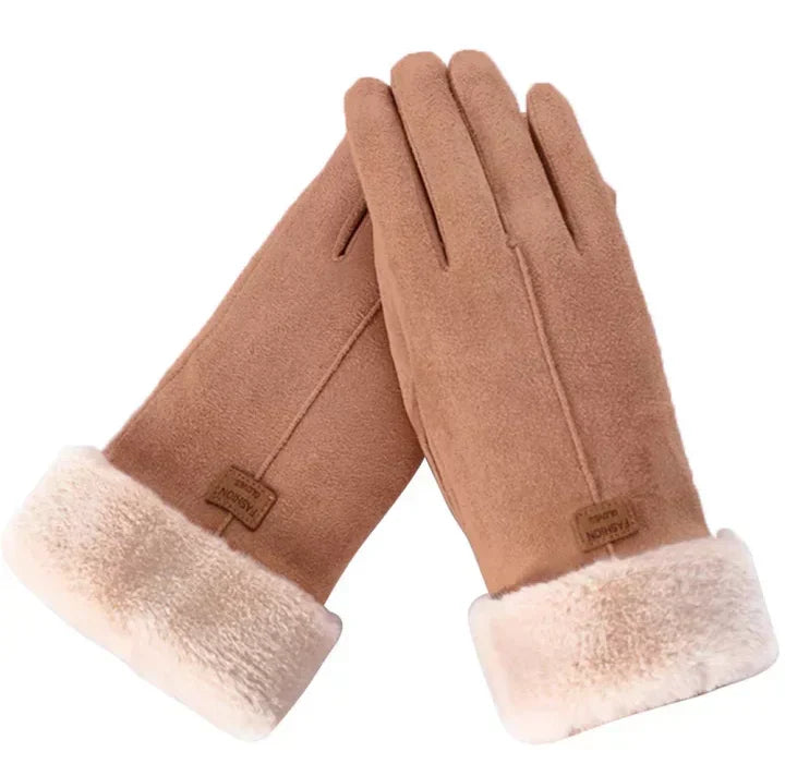Gants chauds pour femme effet daim