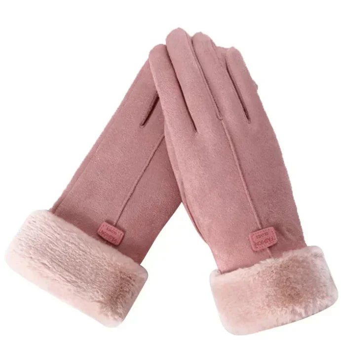 Gants chauds pour femme effet daim