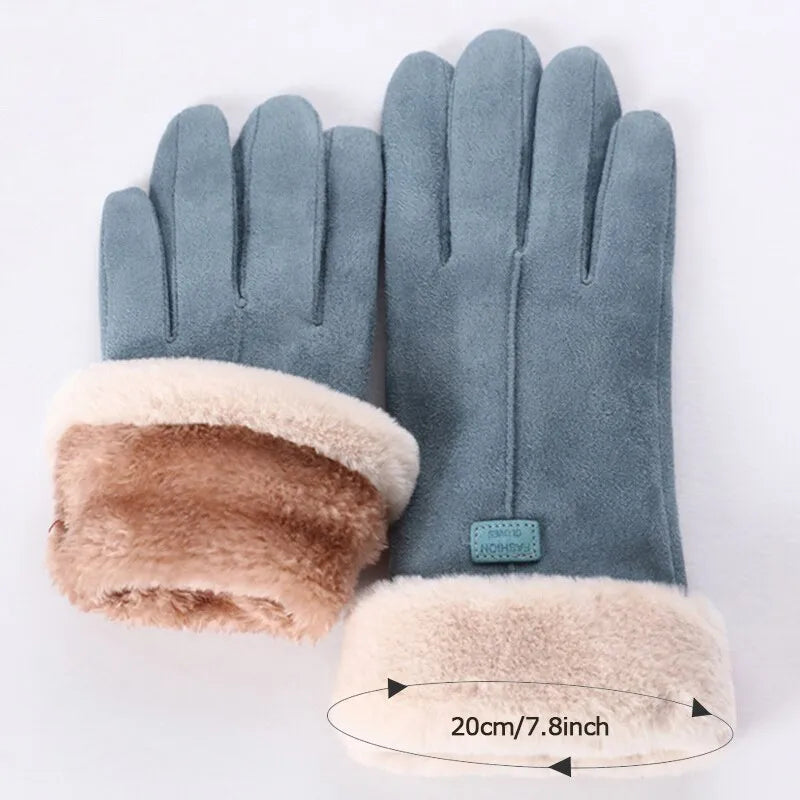 Gants chauds pour femme effet daim