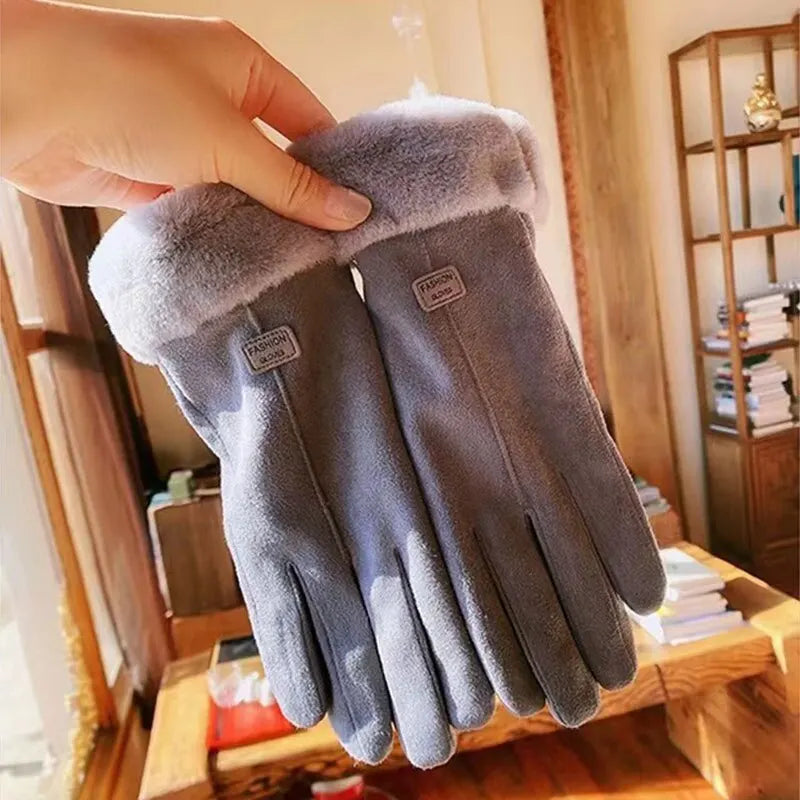 Gants chauds pour femme effet daim
