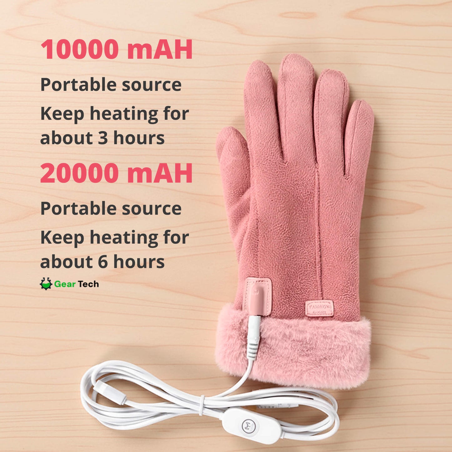 Gants chauffants pour femme – gants d'hiver thermiques et imperméables avec fonction écran tactile et rechargeables par USB