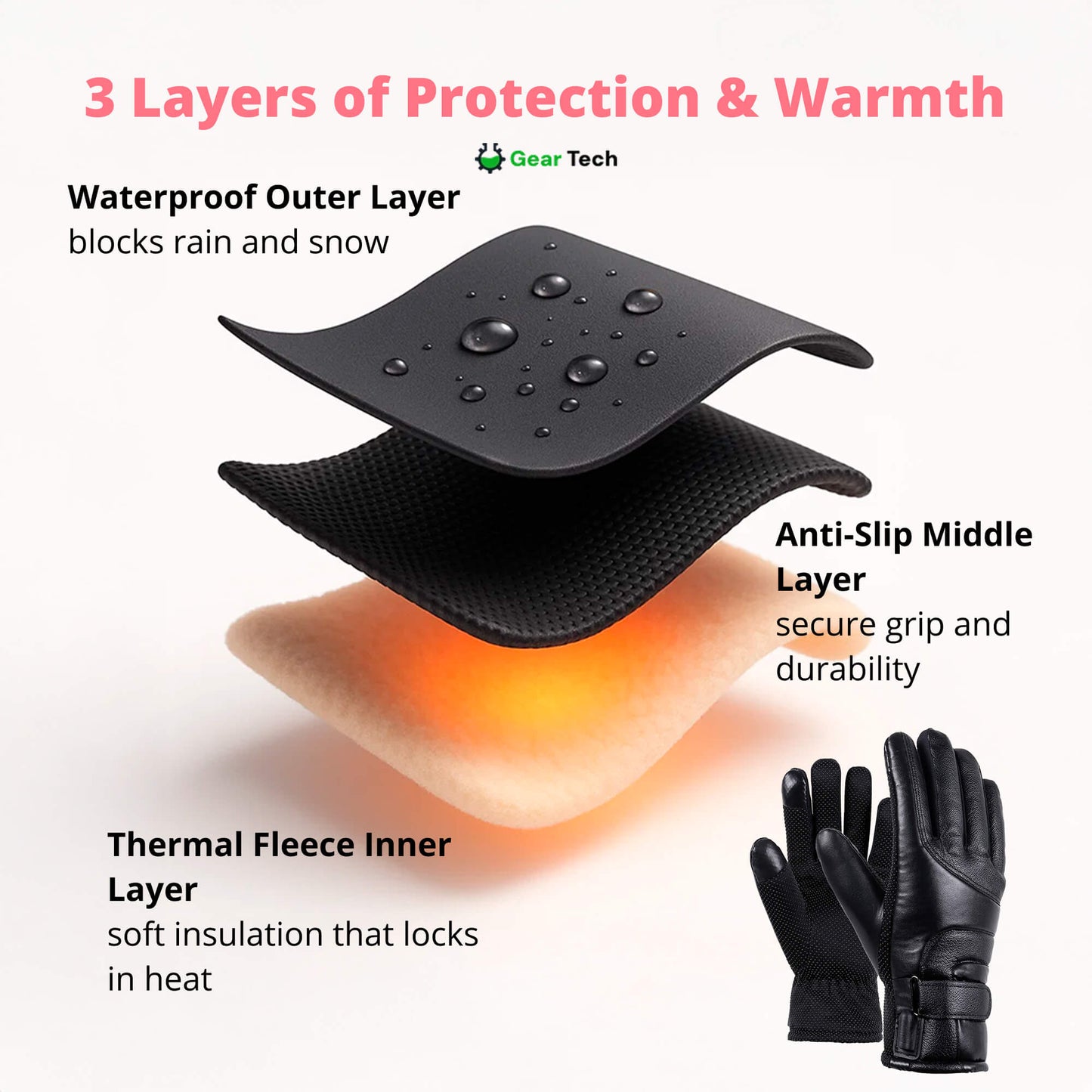 Gants chauffants pour femme – gants d'hiver thermiques et imperméables avec fonction écran tactile et rechargeables par USB