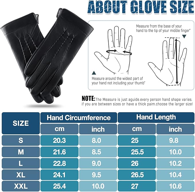 Gants d'hiver en cuir tactiles