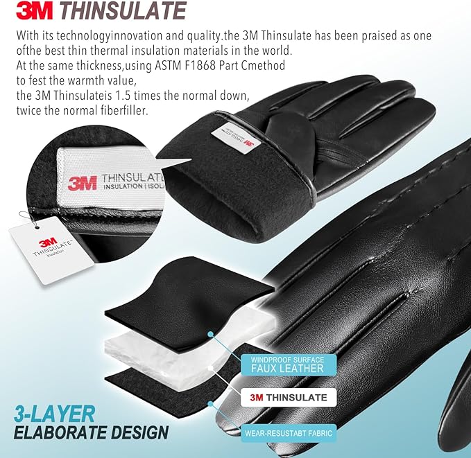 Gants d'hiver en cuir tactiles
