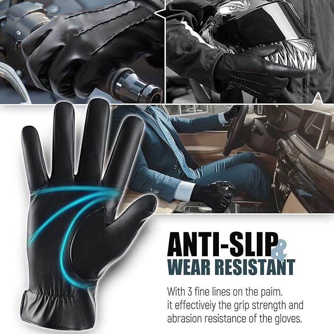 Gants d'hiver en cuir tactiles